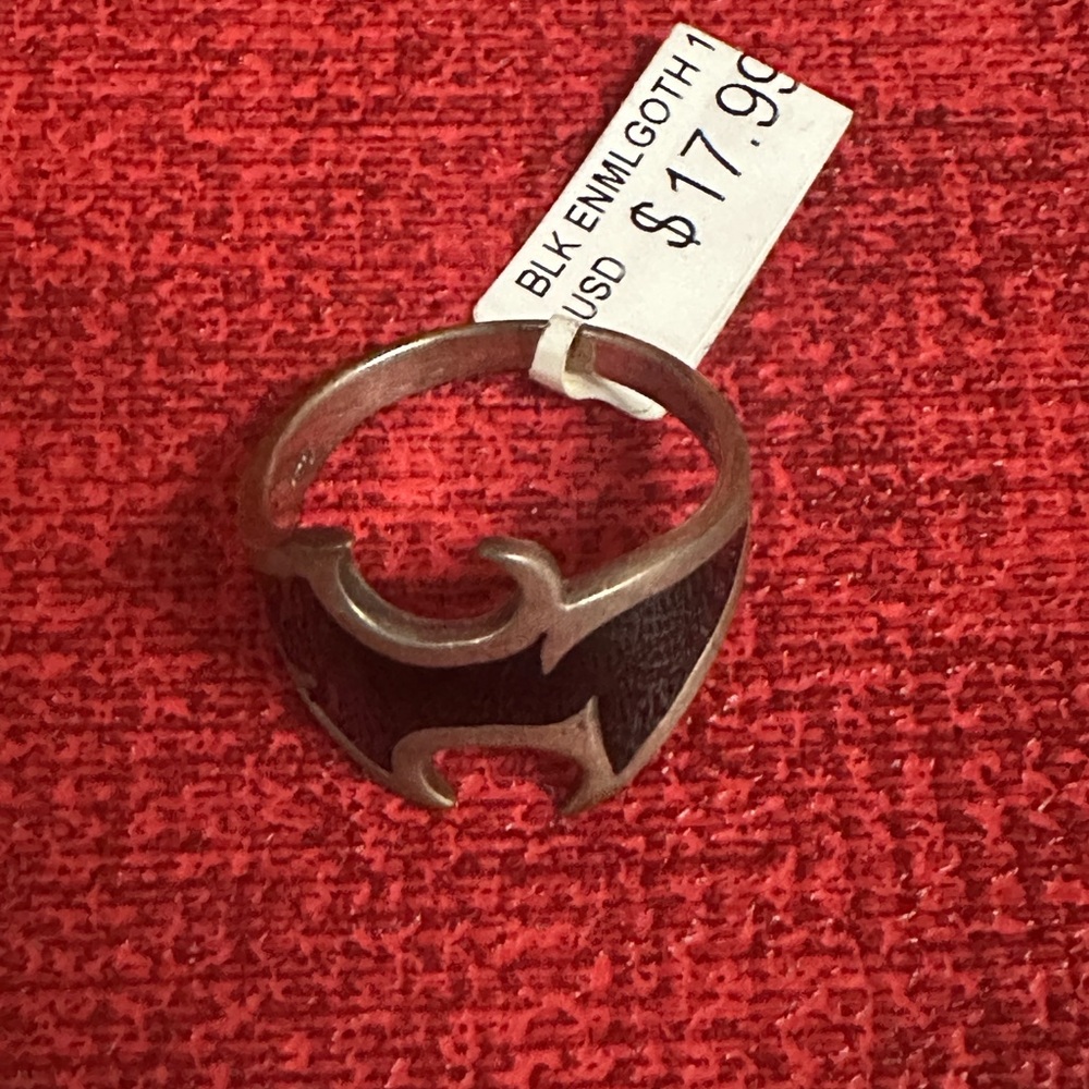 Silver and Black Enamel Ring